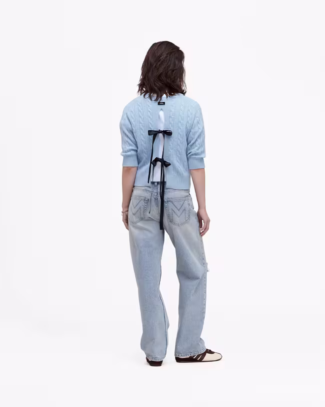 Open Back Bow Cable Sweater - image 4