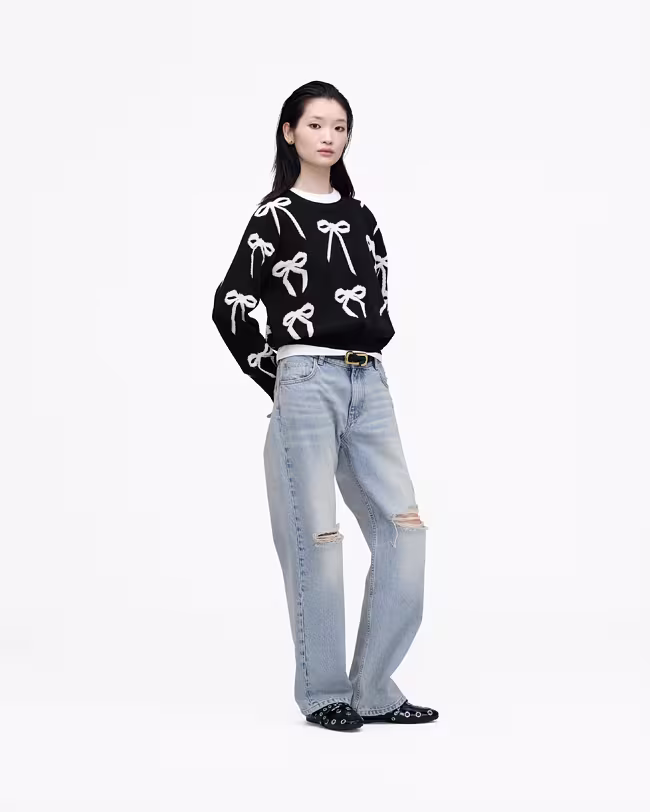 Bow Jacquard Sweater - image 3