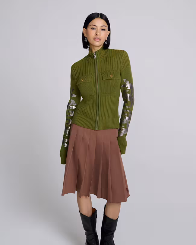 Plated Knit Zip Up