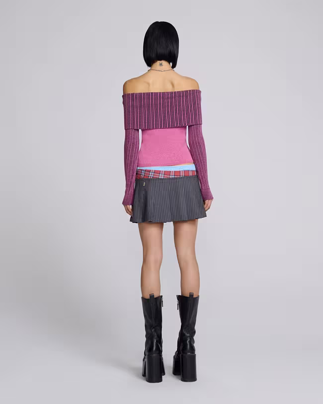 Off Shoulder Hole Knit Top - image 3
