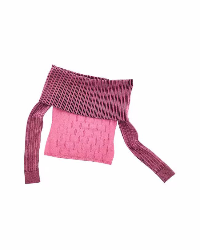 Off Shoulder Hole Knit Top - image 4