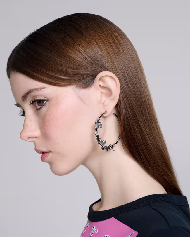 Barbed Wire Hoop Earrings - image 3