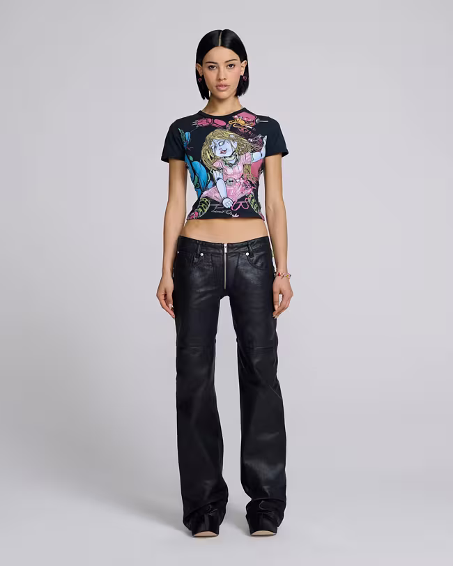 Zip Front Coated Jean