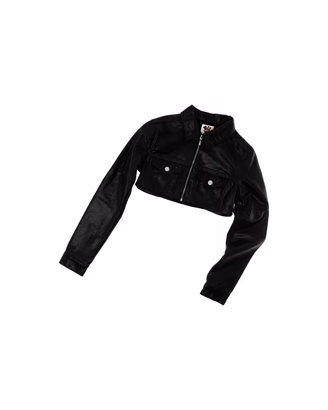 Cropped Coated Denim Jacket - image 4