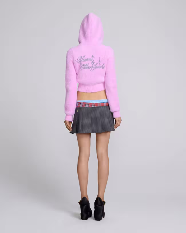 Fuzzy Shrunken Knit Zip-Up - image 3