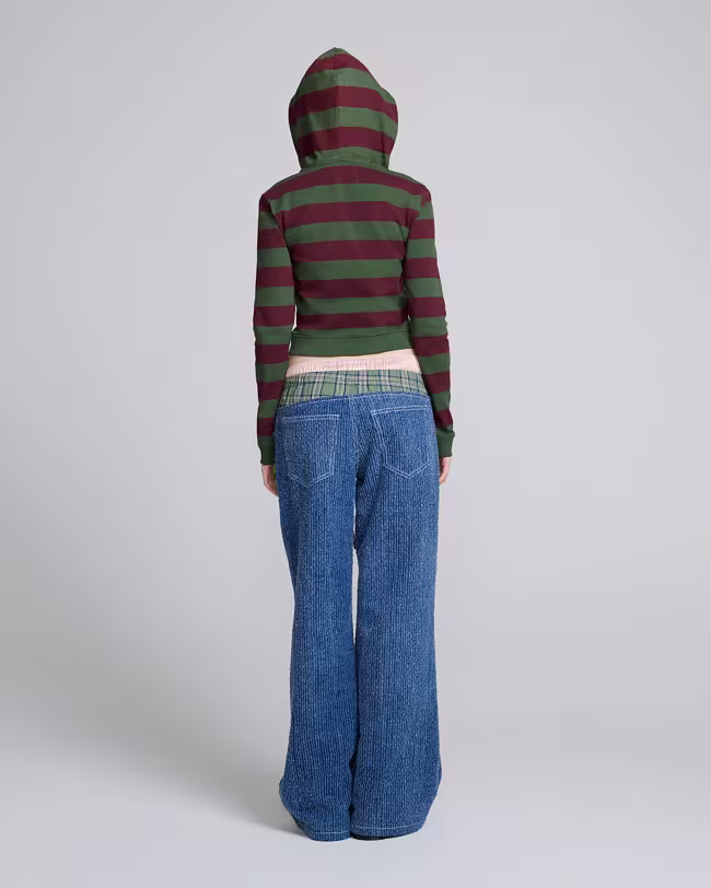 Fitted Stripe Zip-Up Hoodie - image 3