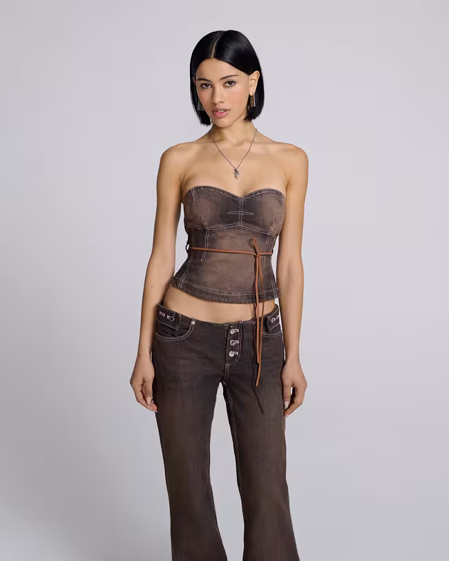 DETACHED WAISTBAND FLARED JEANS