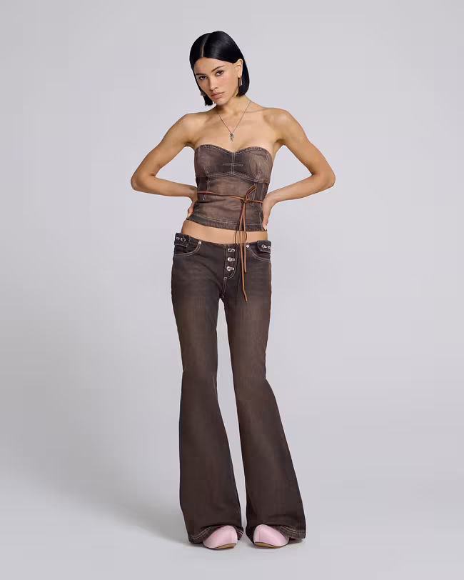 DETACHED WAISTBAND FLARED JEANS - image 2