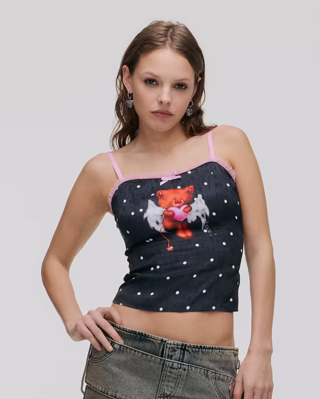 HEAVY HEART SPOTS SATIN TANK
