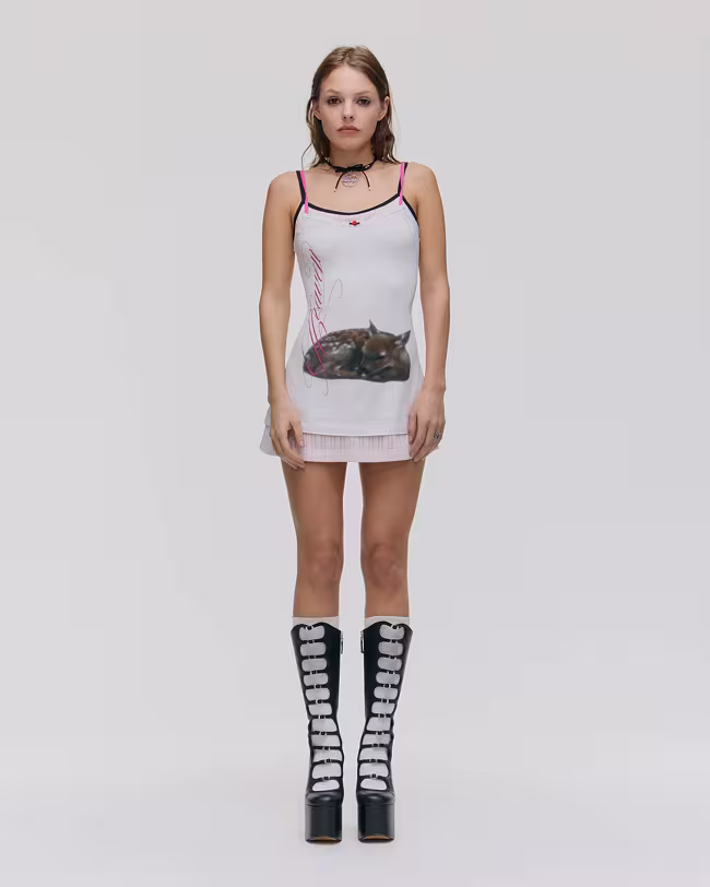 Pointelle Layered Tank Dress - image 2