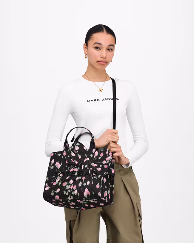 Medium Tote Bag In Vintage Floral Canvas With Oversized Bow - image 2